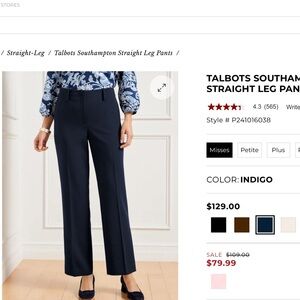 TALBOTS Southampton Navy Straight Leg Pants